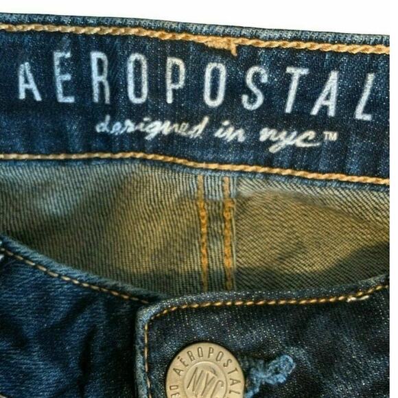 Aeropostale Women's Blue Dark Wash Regular Straight Leg Denim Jeans Size 2 Short - Picture 6 of 8